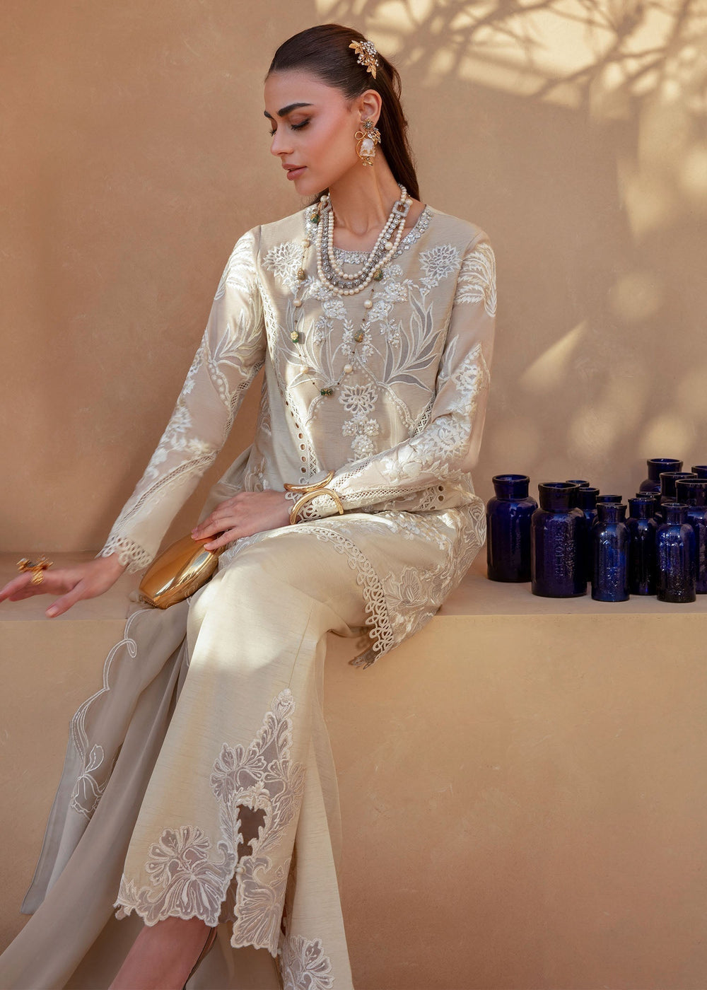 Saira Shakira | Rosea Casual Pret 25 | Latte Glow -  Saira Shakira Ladies Clothes - Original Designer Dress - House of Maryam