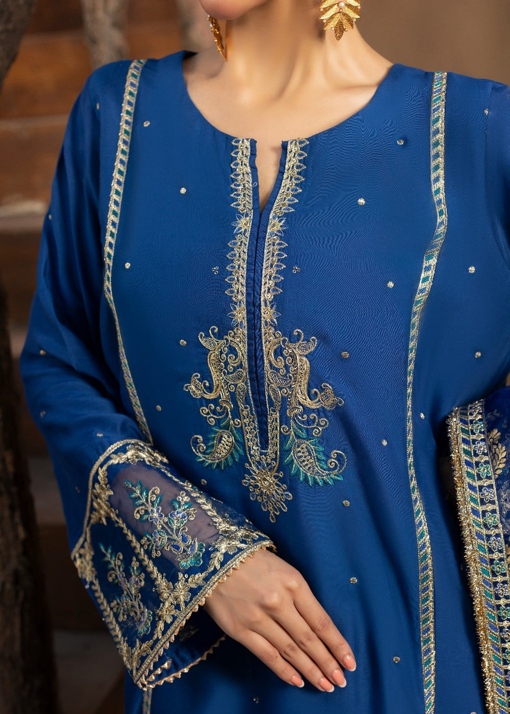Diara Couture | Rangrez Luxe Pret | DF-50 - NAVY BLUE, image 6