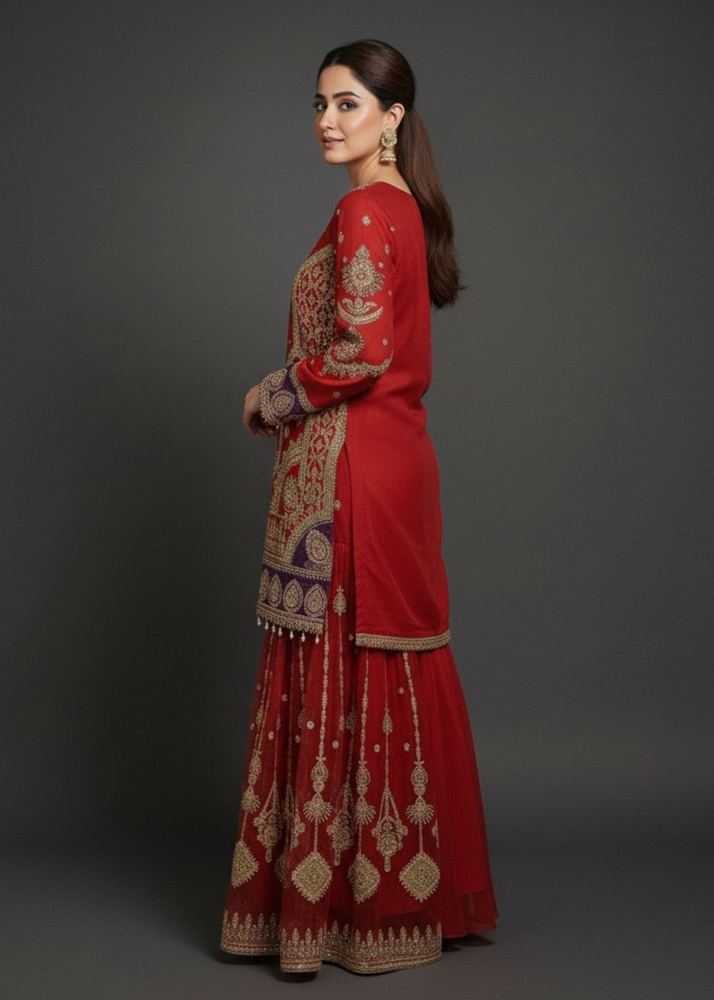 Diara Couture | Tabeer Formals |UA-01 - RED, image 2