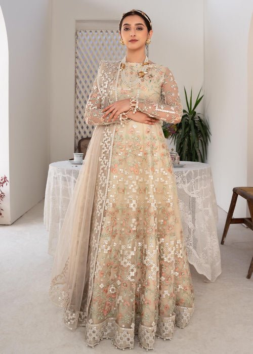 Meeral | Wedding Formals | 140 Skin Stellar-Brand:Meeral-Type:Ladies Clothes-Beige-Net-House of Maryam- Buy in UK, USA