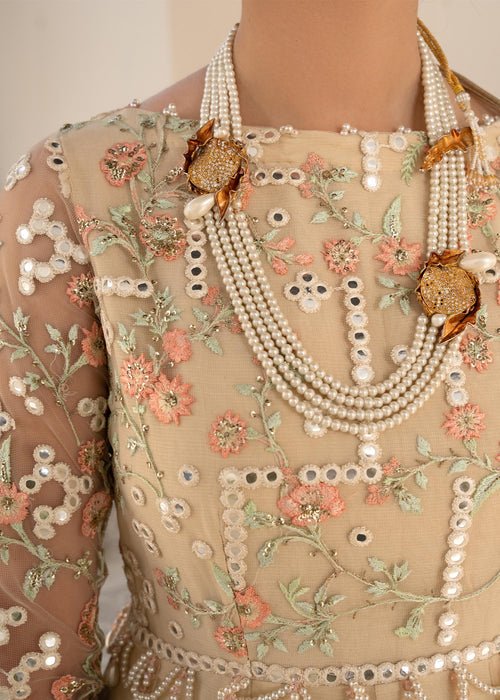 Meeral | Wedding Formals | 140 Skin Stellar-Brand:Meeral-Type:Ladies Clothes-Beige-Net-House of Maryam- Buy in UK, USA