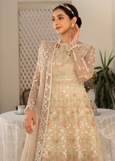 Meeral | Wedding Formals | 140 Skin Stellar-Brand:Meeral-Type:Ladies Clothes-Beige-Net-House of Maryam- Buy in UK, USA