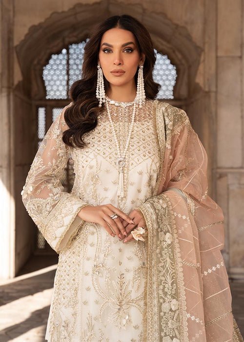 Meeral | Wedding Formals | Aafaq-Brand:Meeral-Type:Ladies Clothes-Off White-Net-House of Maryam- Buy in UK, USA