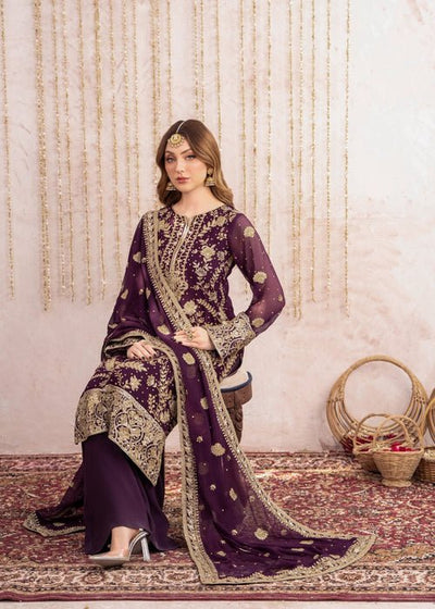 Meeral | Wedding Formals | Alaya-Brand:Meeral-Type:Ladies Clothes-Plum-Chiffon-House of Maryam- Buy in UK, USA