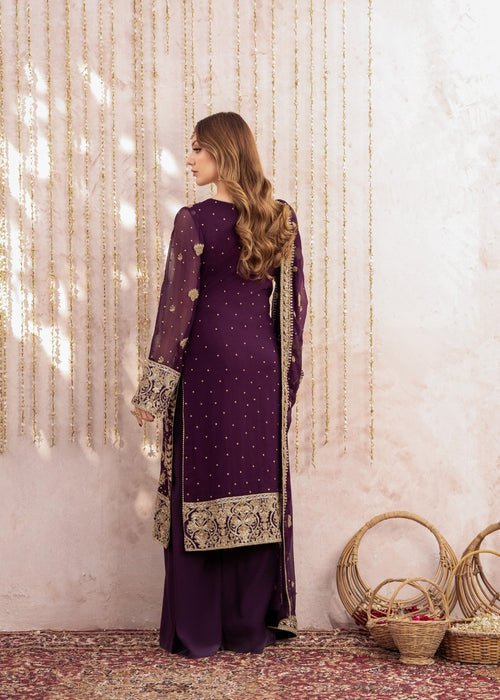 Meeral | Wedding Formals | Alaya-Brand:Meeral-Type:Ladies Clothes-Plum-Chiffon-House of Maryam- Buy in UK, USA