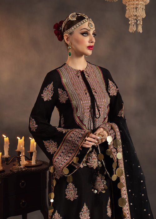 Meeral | Wedding Formals | Anisa-Brand:Meeral-Type:Ladies Clothes-Black-Raw Silk-House of Maryam- Buy in UK, USA