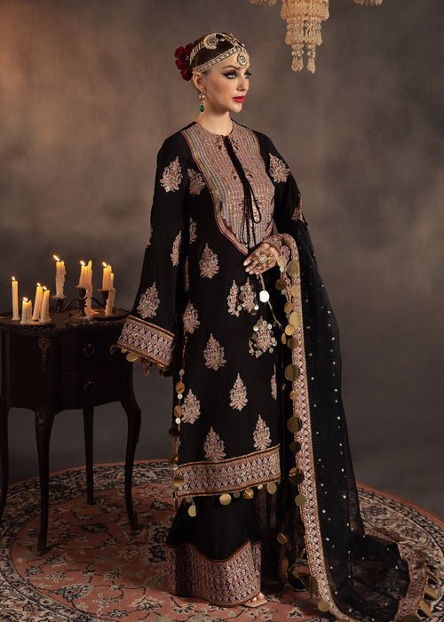 Meeral | Wedding Formals | Anisa-Brand:Meeral-Type:Ladies Clothes-Black-Raw Silk-House of Maryam- Buy in UK, USA