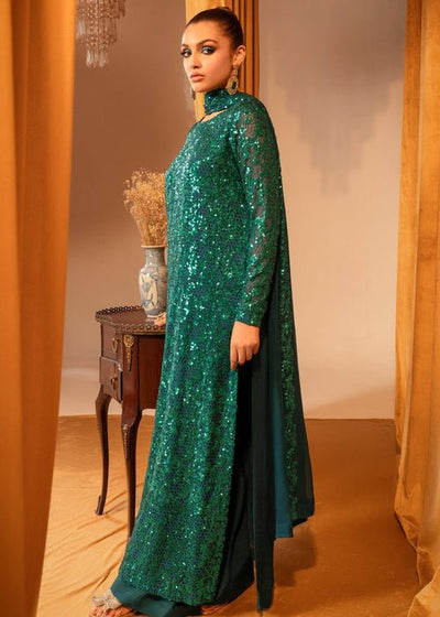 Meeral | Wedding Formals | Aquamarine-Brand:Meeral-Type:Ladies Clothes-Emerald Green-Chiffon-House of Maryam- Buy in UK, USA