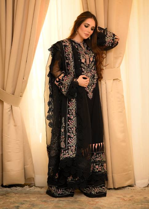 Meeral | Wedding Formals | Arisa-Brand:Meeral-Type:Ladies Clothes-Black-Organza-House of Maryam- Buy in UK, USA