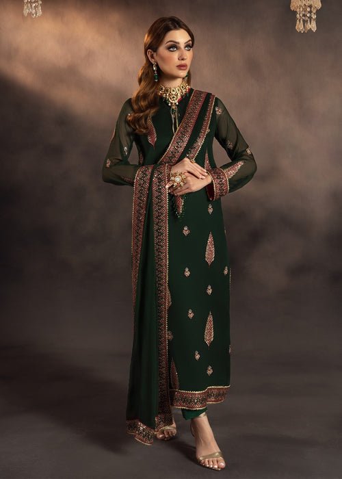 Meeral | Wedding Formals | Azra-Brand:Meeral-Type:Ladies Clothes-Dark Green-Chiffon-House of Maryam- Buy in UK, USA