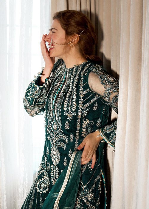 Meeral | Wedding Formals | Dilaab-Brand:Meeral-Type:Ladies Clothes-Teal Green-Organza-House of Maryam- Buy in UK, USA