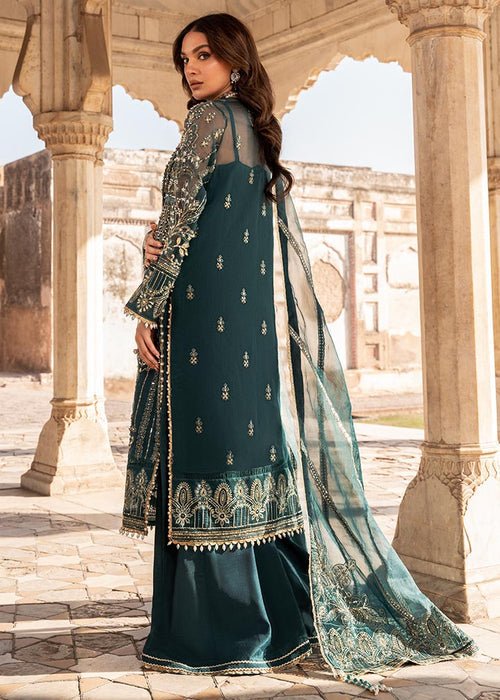 Meeral | Wedding Formals | Dilaab-Brand:Meeral-Type:Ladies Clothes-Teal Green-Organza-House of Maryam- Buy in UK, USA