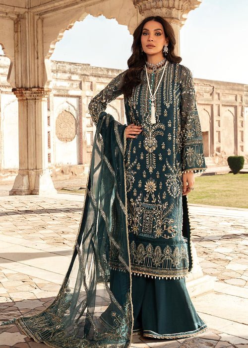 Meeral | Wedding Formals | Dilaab-Brand:Meeral-Type:Ladies Clothes-Teal Green-Organza-House of Maryam- Buy in UK, USA