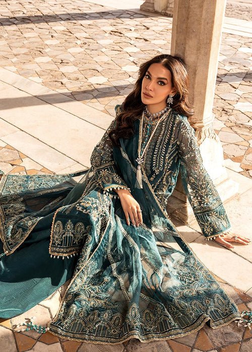 Meeral | Wedding Formals | Dilaab-Brand:Meeral-Type:Ladies Clothes-Teal Green-Organza-House of Maryam- Buy in UK, USA