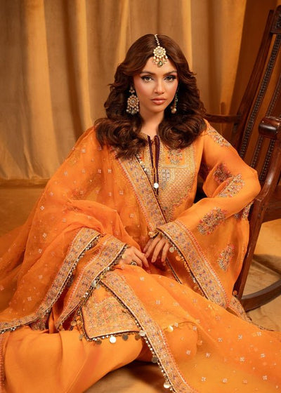 Meeral | Wedding Formals | Florence-Brand:Meeral-Type:Ladies Clothes-Orange-Raw Silk-House of Maryam- Buy in UK, USA