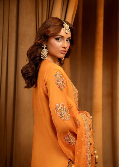 Meeral | Wedding Formals | Florence-Brand:Meeral-Type:Ladies Clothes-Orange-Raw Silk-House of Maryam- Buy in UK, USA