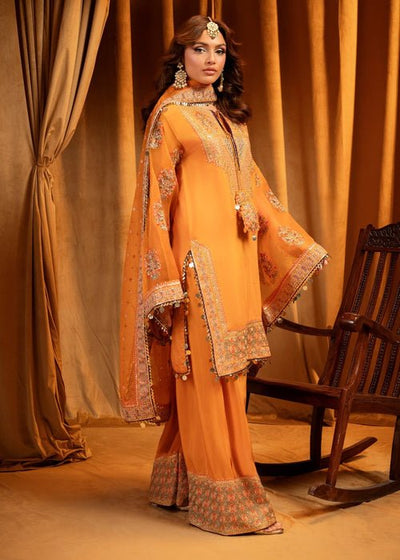 Meeral | Wedding Formals | Florence-Brand:Meeral-Type:Ladies Clothes-Orange-Raw Silk-House of Maryam- Buy in UK, USA