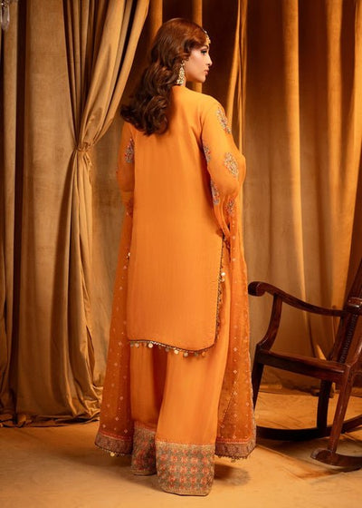 Meeral | Wedding Formals | Florence-Brand:Meeral-Type:Ladies Clothes-Orange-Raw Silk-House of Maryam- Buy in UK, USA