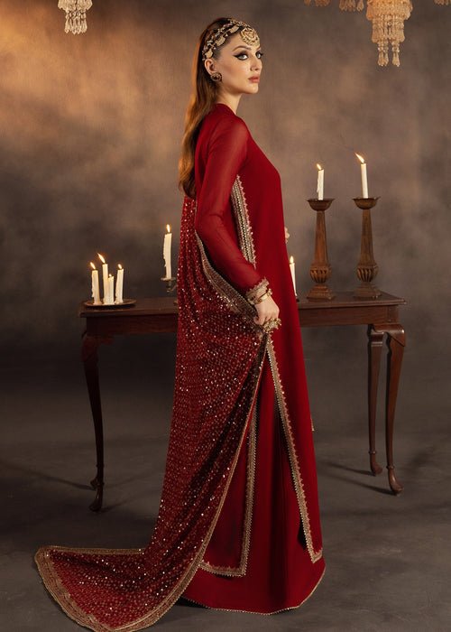 Meeral | Wedding Formals | Gulnaar-Brand:Meeral-Type:Ladies Clothes-Red-Raw Silk-House of Maryam- Buy in UK, USA