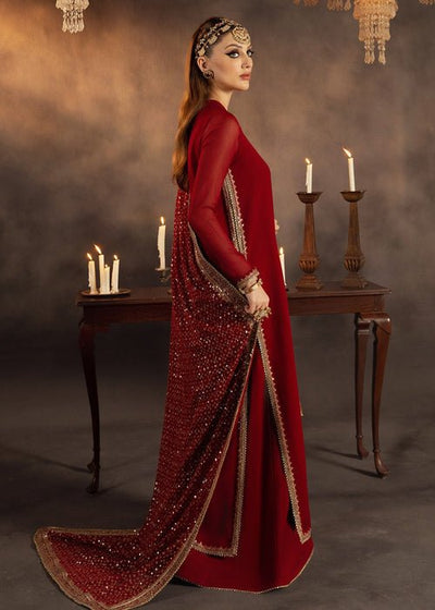 Meeral | Wedding Formals | Gulnaar-Brand:Meeral-Type:Ladies Clothes-Red-Raw Silk-House of Maryam- Buy in UK, USA