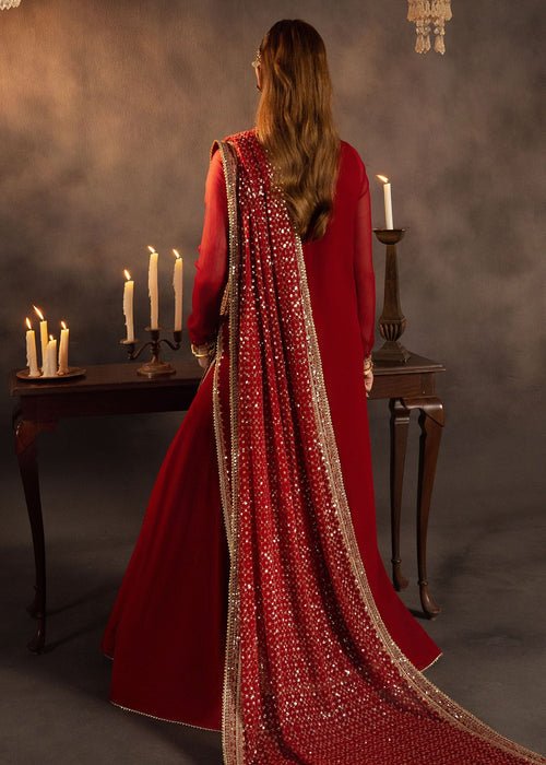 Meeral | Wedding Formals | Gulnaar-Brand:Meeral-Type:Ladies Clothes-Red-Raw Silk-House of Maryam- Buy in UK, USA