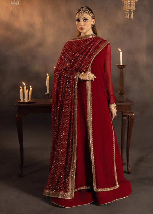Meeral | Wedding Formals | Gulnaar-Brand:Meeral-Type:Ladies Clothes-Red-Raw Silk-House of Maryam- Buy in UK, USA