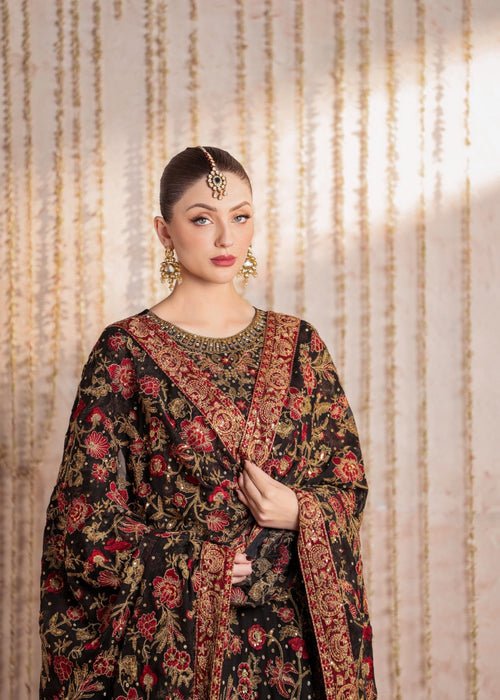 Meeral | Wedding Formals | Haseen-Brand:Meeral-Type:Ladies Clothes-Black-Chiffon-House of Maryam- Buy in UK, USA