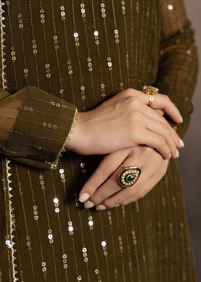 Meeral | Wedding Formals | Hina-Brand:Meeral-Type:Ladies Clothes-Olive Green-Chiffon-House of Maryam- Buy in UK, USA