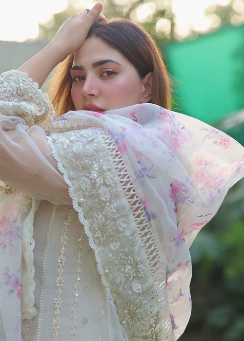 Meeral | Wedding Formals | Huns-e-Nazar-Brand:Meeral-Type:Ladies Clothes-Off White-Organza-House of Maryam- Buy in UK, USA