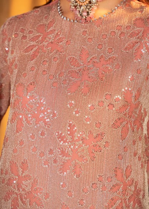 Meeral | Wedding Formals | Irish Rose-Brand:Meeral-Type:Ladies Clothes-Peach Pink-Chiffon-House of Maryam- Buy in UK, USA