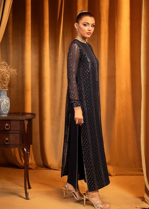 Meeral | Wedding Formals | Lillium-Brand:Meeral-Type:Ladies Clothes-Midnight Blue-Chiffon-House of Maryam- Buy in UK, USA