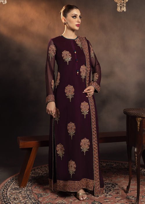 Meeral | Wedding Formals | Maliha-Brand:Meeral-Type:Ladies Clothes-Dark Plum-Chiffon-House of Maryam- Buy in UK, USA