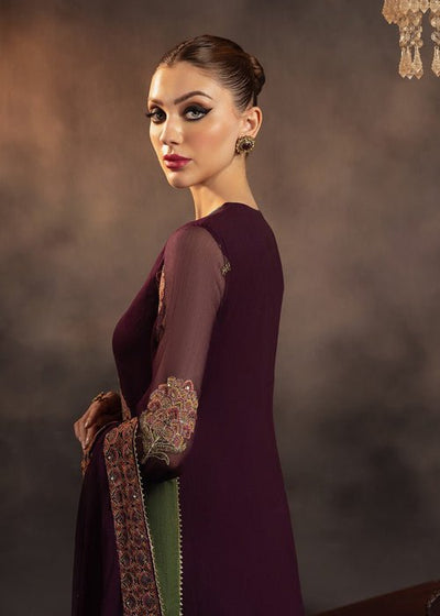 Meeral | Wedding Formals | Maliha-Brand:Meeral-Type:Ladies Clothes-Dark Plum-Chiffon-House of Maryam- Buy in UK, USA