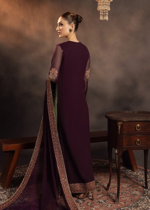 Meeral | Wedding Formals | Maliha-Brand:Meeral-Type:Ladies Clothes-Dark Plum-Chiffon-House of Maryam- Buy in UK, USA