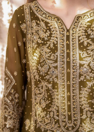 Meeral | Wedding Formals | Mehndi-Brand:Meeral-Type:Ladies Clothes-Olive Green-Chiffon-House of Maryam- Buy in UK, USA