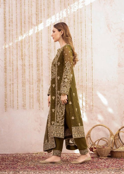 Meeral | Wedding Formals | Mehndi-Brand:Meeral-Type:Ladies Clothes-Olive Green-Chiffon-House of Maryam- Buy in UK, USA