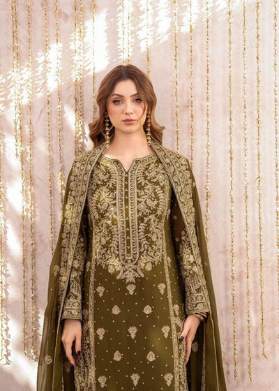 Meeral | Wedding Formals | Mehndi-Brand:Meeral-Type:Ladies Clothes-Olive Green-Chiffon-House of Maryam- Buy in UK, USA