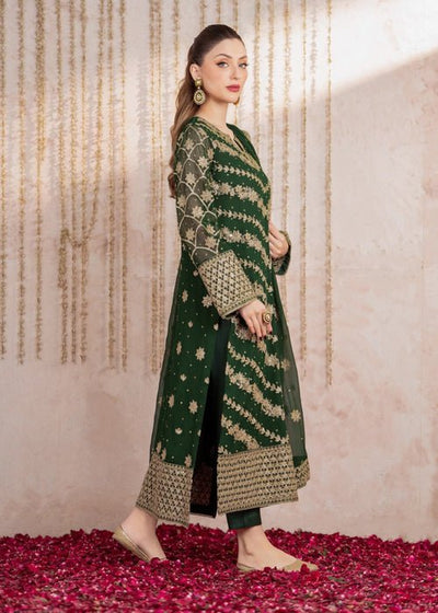 Meeral | Wedding Formals | Mifrah-Brand:Meeral-Type:Ladies Clothes-Bottle Green-Chiffon-House of Maryam- Buy in UK, USA