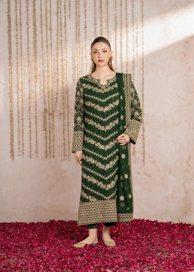Meeral | Wedding Formals | Mifrah-Brand:Meeral-Type:Ladies Clothes-Bottle Green-Chiffon-House of Maryam- Buy in UK, USA