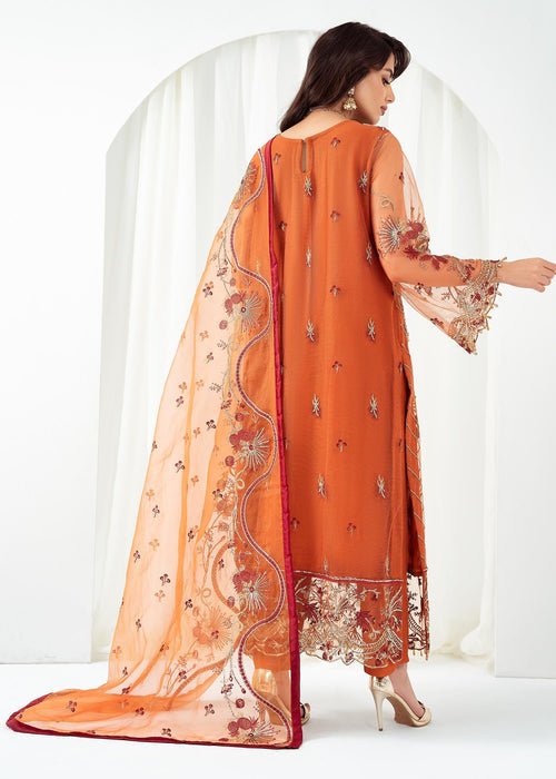 Meeral | Wedding Formals | ML-LUX22V2-10 Satrangi-Brand:Meeral-Type:Ladies Clothes-Orange-Net-House of Maryam- Buy in UK, USA
