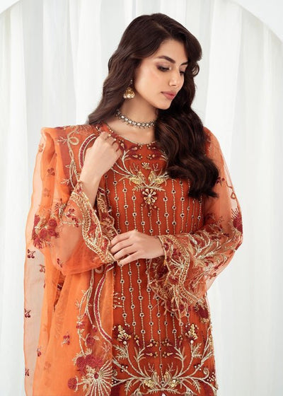 Meeral | Wedding Formals | ML-LUX22V2-10 Satrangi-Brand:Meeral-Type:Ladies Clothes-Orange-Net-House of Maryam- Buy in UK, USA