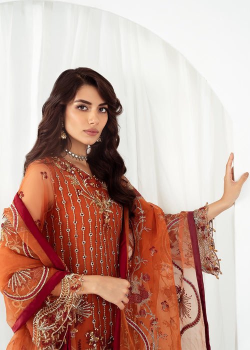 Meeral | Wedding Formals | ML-LUX22V2-10 Satrangi-Brand:Meeral-Type:Ladies Clothes-Orange-Net-House of Maryam- Buy in UK, USA