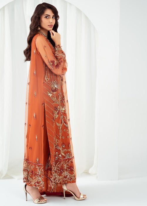 Meeral | Wedding Formals | ML-LUX22V2-10 Satrangi-Brand:Meeral-Type:Ladies Clothes-Orange-Net-House of Maryam- Buy in UK, USA