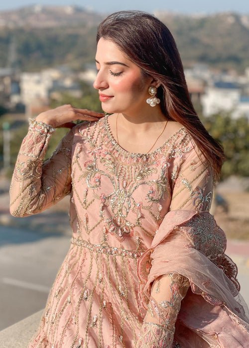 Meeral | Wedding Formals | ML-LUX22V2-5 Dilara-Brand:Meeral-Type:Ladies Clothes-Peach Pink-Net-House of Maryam- Buy in UK, USA
