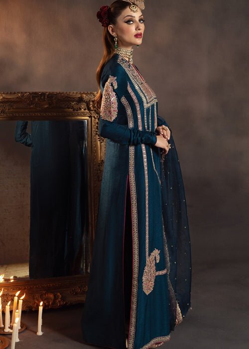 Meeral | Wedding Formals | Mohini-Brand:Meeral-Type:Ladies Clothes-Blue Gray-Raw Silk-House of Maryam- Buy in UK, USA