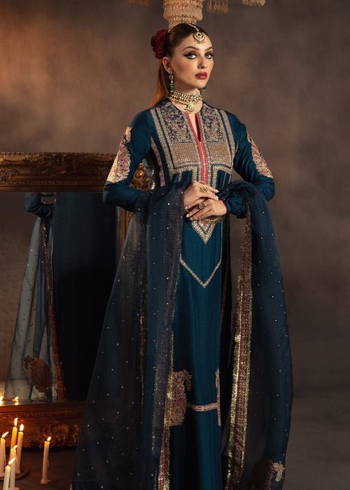Meeral | Wedding Formals | Mohini-Brand:Meeral-Type:Ladies Clothes-Blue Gray-Raw Silk-House of Maryam- Buy in UK, USA