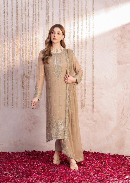 Meeral | Wedding Formals | Muntaha-Brand:Meeral-Type:Ladies Clothes-Beige-Chiffon-House of Maryam- Buy in UK, USA