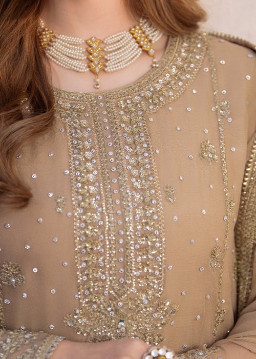 Meeral | Wedding Formals | Muntaha-Brand:Meeral-Type:Ladies Clothes-Beige-Chiffon-House of Maryam- Buy in UK, USA