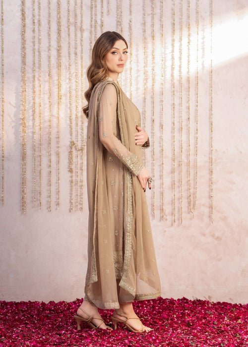 Meeral | Wedding Formals | Muntaha-Brand:Meeral-Type:Ladies Clothes-Beige-Chiffon-House of Maryam- Buy in UK, USA