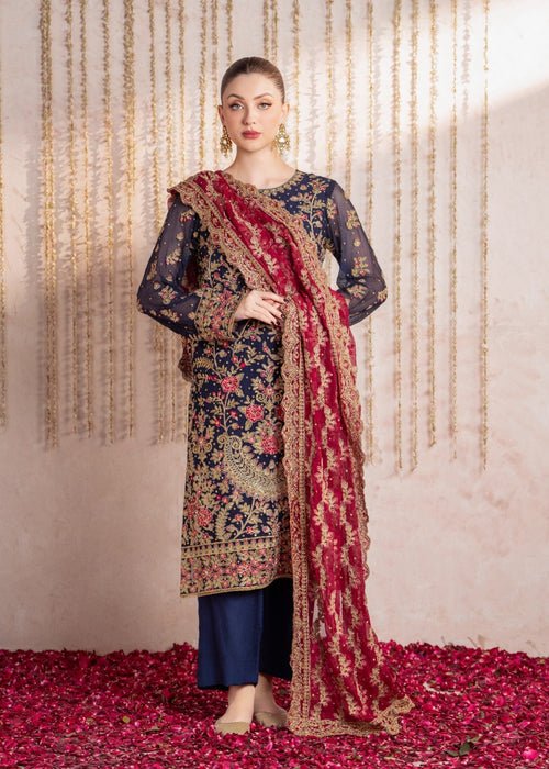 Meeral | Wedding Formals | Mushk-Brand:Meeral-Type:Ladies Clothes-Navy Blue-Chiffon-House of Maryam- Buy in UK, USA